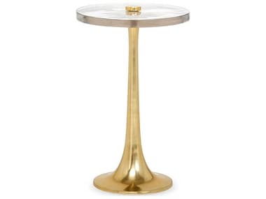 Villa & House Round Glass Polished Brass End Table BUNATN100803