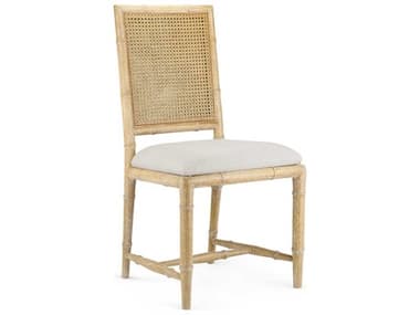 Villa & House Mahogany Wood Natural Upholstered Side Dining Chair BUNAUB55098