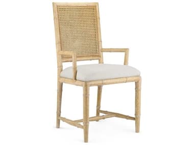 Villa & House Mahogany Wood Natural Upholstered Arm Dining Chair BUNAUB55598