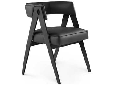 Villa & House Bennett Leather Black Upholstered Arm Dining Chair BUNBET550401