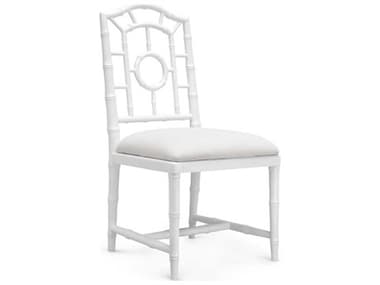 Villa & House Mahogany Wood White Upholstered Side Dining Chair BUNCHL55009