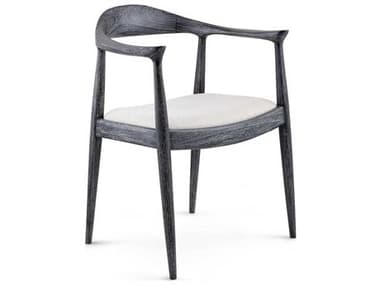 Villa & House Danish Mahogany Wood Black Fabric Upholstered Arm Dining Chair BUNDAN55591
