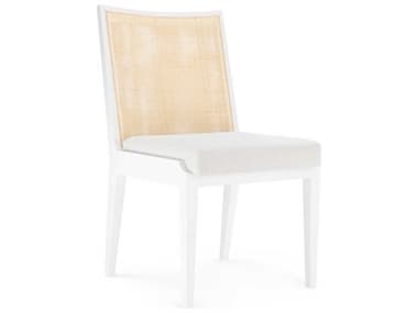 Villa & House Mahogany Wood White Fabric Upholstered Side Dining Chair BUNERT55009