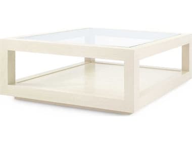 Villa & House 42" Square Glass Blanched Oak Coffee Table BUNGAV31022