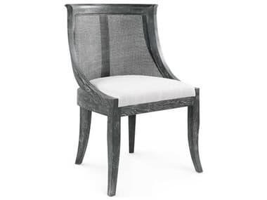 Villa & House Monaco Oak Wood Gray Fabric Upholstered Side Dining Chair BUNMON55596