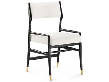 Villa & House Mahogany Wood Black Fabric Upholstered Arm Dining Chair BUNTAM55501