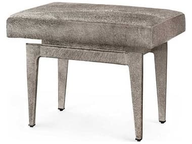 Villa & House 24" Gray Leather Upholstered Accent Stool BUNWIN500486