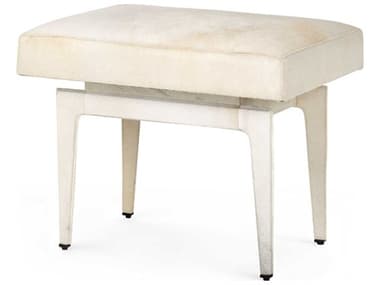 Villa & House 24" Ivory White Leather Upholstered Accent Stool BUNWIN500489