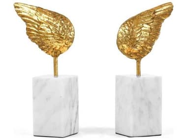 Villa & House Accent Gold Leaf White Marble Bookend BUNWNG700808