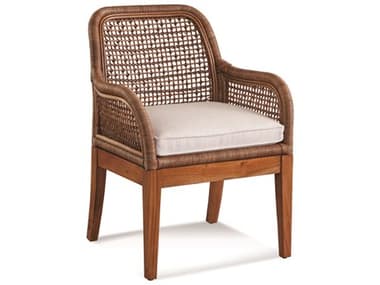 Braxton Culler Boone Rattan Brown Fabric Upholstered Arm Dining Chair BXC1017029