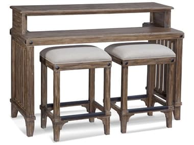 Braxton Culler Artisan Landing Rectangular Wood Sofa Table with Bar Stools BXC2934273