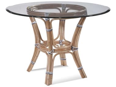 Braxton Culler Pier Point 36" Round Glass Natural With Blue White Wrap Dining Table BXC2979075BDT