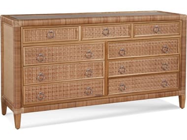 Braxton Culler Naples 64" Wide 9-Drawers Brown Rattan Double Dresser BXC807141GL