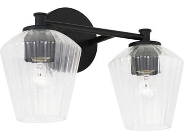 Capital Lighting Beau 15" Wide 2-Light Matte Black Glass Vanity Light C2141421MB507