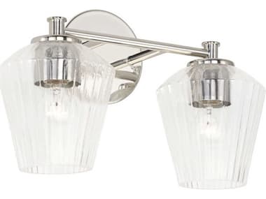 Capital Lighting Beau 15" Wide 2-Light Polished Nickel Glass Vanity Light C2141421PN507