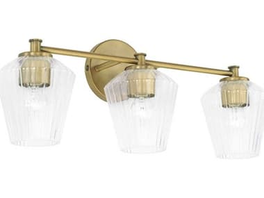 Capital Lighting Beau 24" Wide 3-Light Aged Brass Glass Vanity Light C2141431AD507