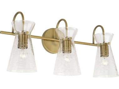 Capital Lighting Mila 24" Wide 3-Light Aged Brass Glass Vanity Light C2142431AD