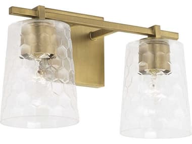 Capital Lighting Burke 14" Wide 2-Light Aged Brass Glass Vanity Light C2143521AD517