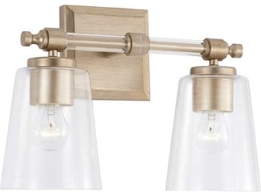Capital Lighting Breigh 14" Wide 2-Light Brushed Champagne Brass Glass Vanity Light C2144821BS523