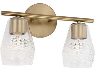 Capital Lighting Dena 14" Wide 2-Light Aged Brass Glass Vanity Light C2145021AD524