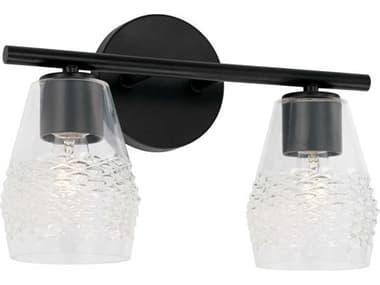 Capital Lighting Dena 14" Wide 2-Light Matte Black Glass Vanity Light C2145021MB524