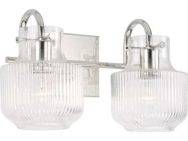 Capital Lighting Nyla 15" Wide 2-Light Polished Nickel Glass Vanity Light C2145121PN