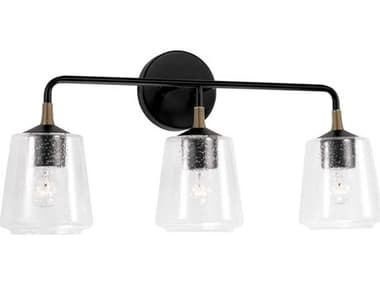 Capital Lighting Amara 24" Wide 3-Light Matte Black With Brass Glass Vanity Light C2145631KB530