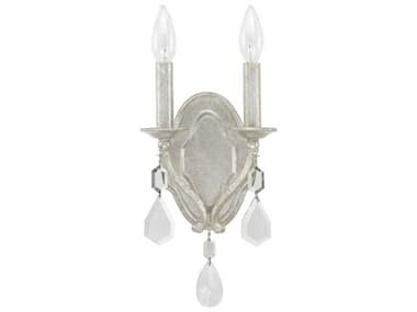 Capital Lighting Blakely 12" Tall 2-Light Antique Silver Crystal Wall Sconce C21617ASCR