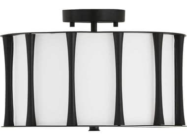 Capital Lighting Bodie 15" 3-Light Matte Black Drum Semi Flush Mount C2244631MB