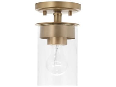 Capital Lighting Mason 5" 1-Light Aged Brass Glass Cylinder Mini Pendant C2246811AD532