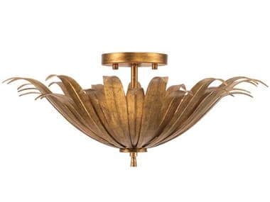 Capital Lighting Eden 18&quot; 3-Light Antique Gold Bowl Semi Flush Mount C2249531AG