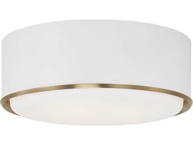 Capital Lighting Carlton 3-Light Matte Brass White Drum Round Flush Mount C2254831RE