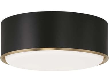 Capital Lighting Carlton 3-Light Matte Brass Black Drum Flush Mount C2254831RK