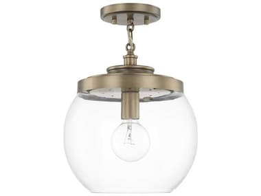 Capital Lighting Mid Century 11" 1-Light Aged Brass Globe Semi Flush Mount C2321111AD