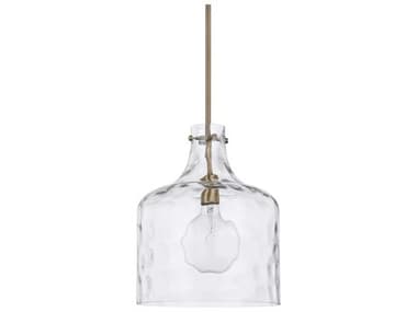 Capital Lighting Crawford 11&quot; 1-Light Aged Brass Glass Mini Pendant C2325717AD