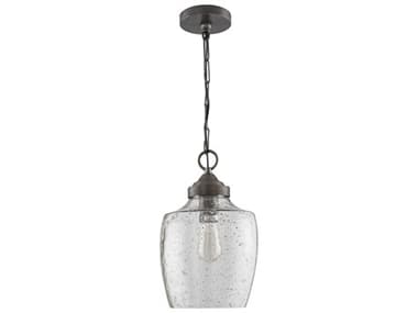 Capital Lighting Stoney 1-Light Dark Pewter Gray Glass Bell Mini Pendant C2330414PW