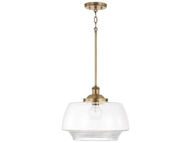 Capital Lighting Miller 15" 1-Light Aged Brass Glass Dome Pendant C2342211AD