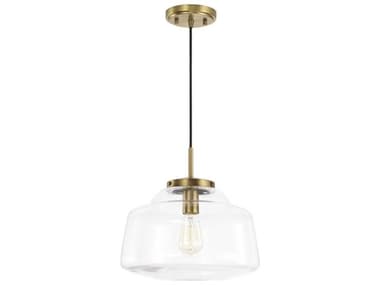 Capital Lighting Dillon 12" 1-Light Aged Brass Glass Pendant C2342711AD