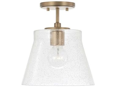 Capital Lighting Baker 10" 1-Light Aged Brass Glass Mini Pendant C2346912AD