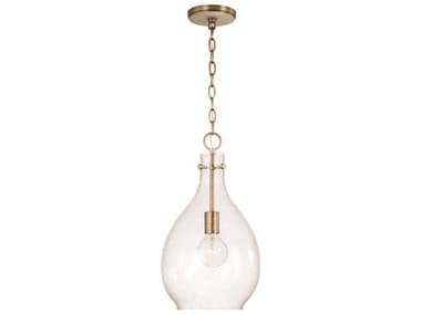 Capital Lighting Brentwood 9" 1-Light Aged Brass Glass Mini Pendant C2349011AD
