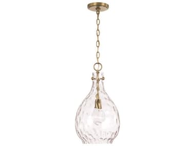 Capital Lighting Brentwood 9" 1-Light Aged Brass Glass Mini Pendant C2349012AD