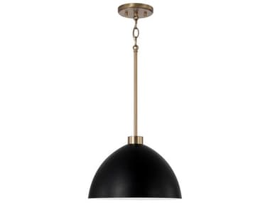 Capital Lighting Ross 13" 1-Light Aged Brass And Black Dome Pendant C2352011AB