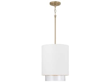 Capital Lighting Weller 1-Light Matte Brass White Cylinder Mini Pendant C2353011RE