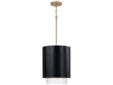 Capital Lighting Weller 1-Light Matte Brass Black Cylinder Mini Pendant C2353011RK