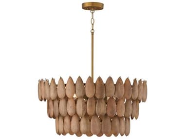 Capital Lighting Ravi 4-Light Light Wood Patinaed Brass Brown Tiered Pendant C2354441LW