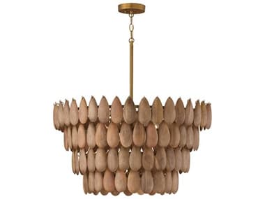 Capital Lighting Ravi 4-Light Light Wood Patinaed Brass Tiered Pendant C2354442LW