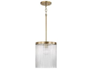 Capital Lighting Vaughn 1-Light Aged Brass Cylinder Mini Pendant C2356211AD