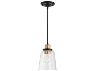 Capital Lighting Fallon 6" 1-Light Aged Brass Black Glass Bell Mini Pendant C23718AB135