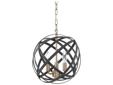 Capital Lighting Axis 12" Wide 3-Light Aged Brass And Black Candelabra Globe Round Chandelier C24233AB