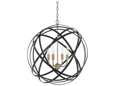 Capital Lighting Axis 23" Wide 4-Light Aged Brass And Black Candelabra Globe Round Chandelier C24234AB